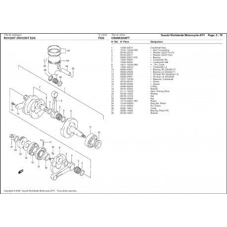 Demi-circlip pour roulement de vilebrequin côté Droit - Pièce d'origine Suzuki - Aprilia RS 250 / Suzuki RGV 250 - SUZUKI OEM...