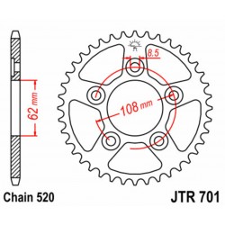 Couronne de transmission Acier JTR701 - pas 520 - JT SPROCKET JTR701 JT SPROCKET