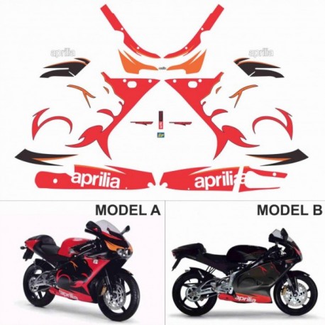 Kit adhésifs Aprilia RS 125 - 2005 - Tête de lion ADH_APR.RS.125-TETE-DE-LION-05 CLUBPARTS