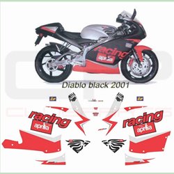 Kit adhésifs Aprilia RS 125 - 2001 - Diablo Black ADH_APR.RS125-DIABLO.BLACK/01 CLUBPARTS